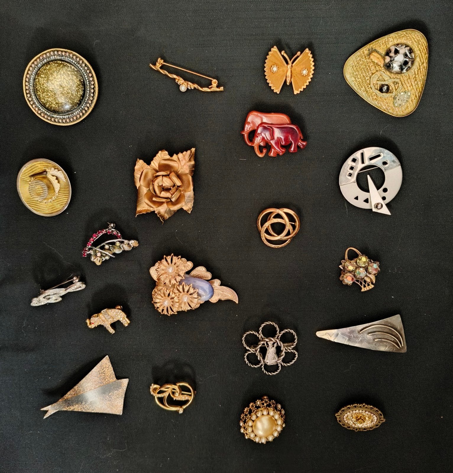 20 Prachtige Vintage Broches Jaren '40, '50, '60, Overige materialen, 4 tot 7 cm, Gebruikt, Overige kleuren