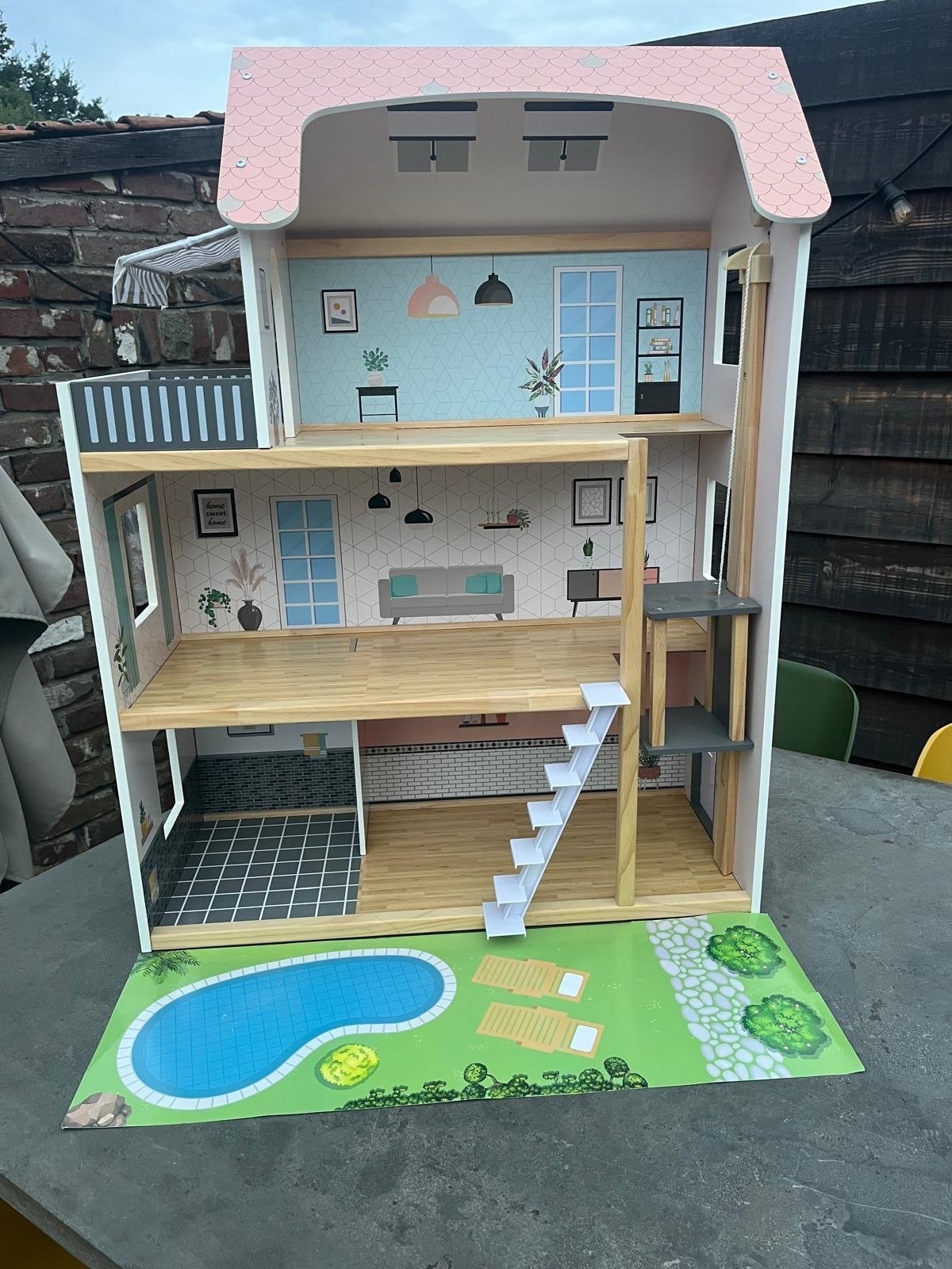 Lidl Lupilu poppenhuis met veel meubels en accessoires, Ophalen of Verzenden, Zo goed als nieuw, Poppenhuis