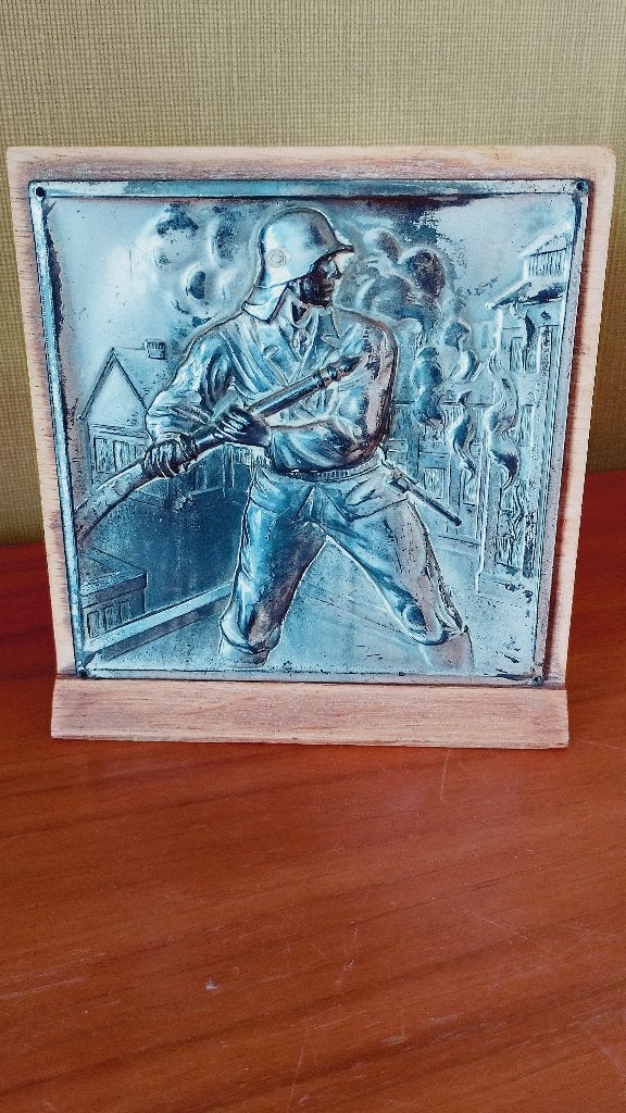 Antieke brandweer plaquette late Art Nouveau Art Deco 1920, Antiek en Kunst, Ophalen of Verzenden