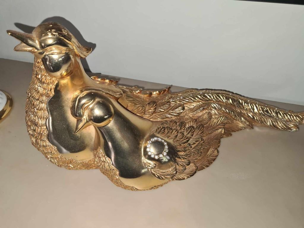 BRONSEN PAUWEN BEELD MET KRISTAL, Ophalen