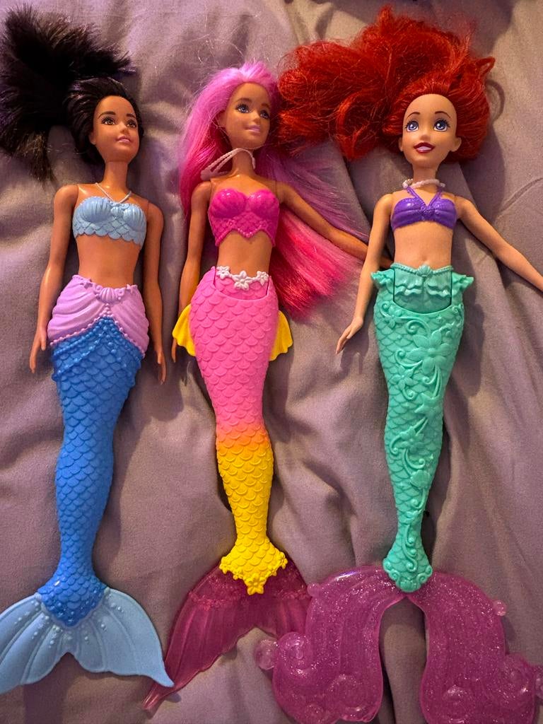 Set van 3 Zeemeermin Barbies - Diverse Kleuren, Ophalen of Verzenden, Gebruikt, Barbie
