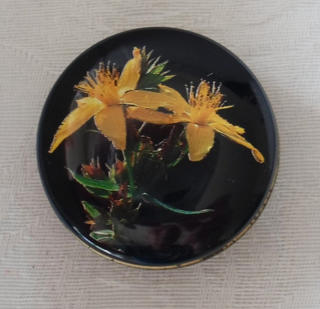 Metalen Pillendoosje met Gele bloemen. St, Janskruid., Ophalen of Verzenden