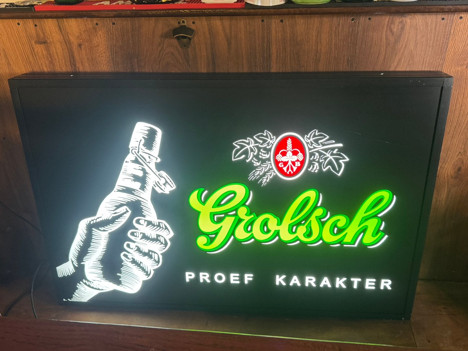 Grolsch licht bord, Verzamelen, Ophalen, Zo goed als nieuw, Reclamebord, Plaat of Schild, Grolsch