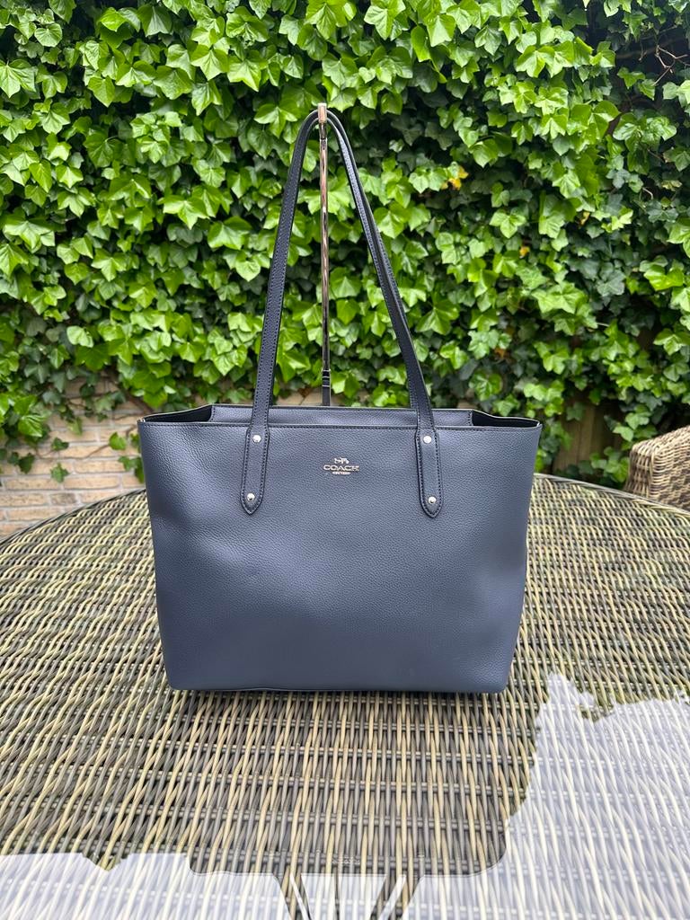 Coach tas | leer | donkerblauw | shopper | 30x42 cm, Ophalen, Zo goed als nieuw, Blauw, Shopper