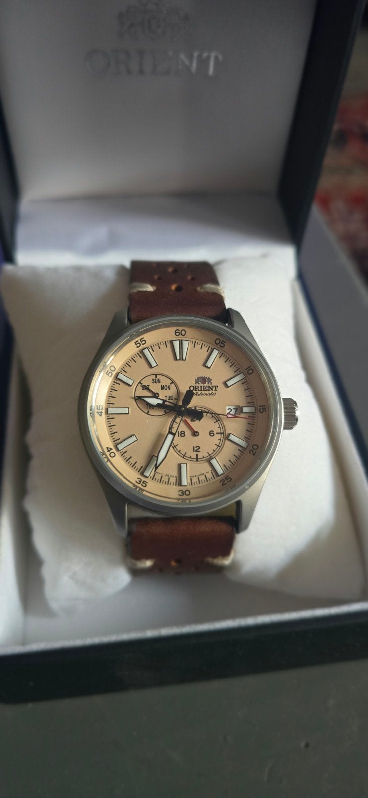 Orient Defender II (RA-AK0405Y10B) - Nieuwstaat, Ophalen of Verzenden, Zo goed als nieuw, Leer, Overige merken