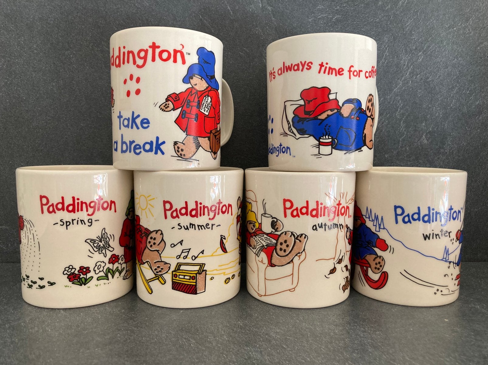 Beertje Paddington bekers complete serie (6), Douwe Egberts, Ophalen, Zo goed als nieuw