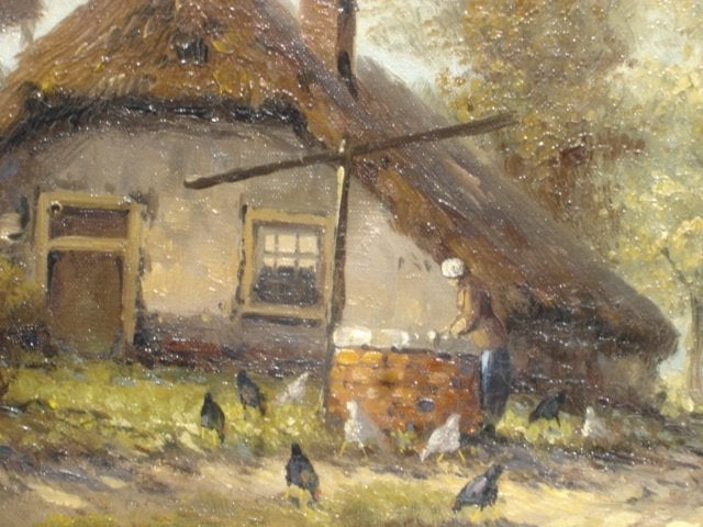 Klassiek schilderij Hans van Santen, Antiek en Kunst, Doek, Ophalen of Verzenden, Landschap, Olieverf