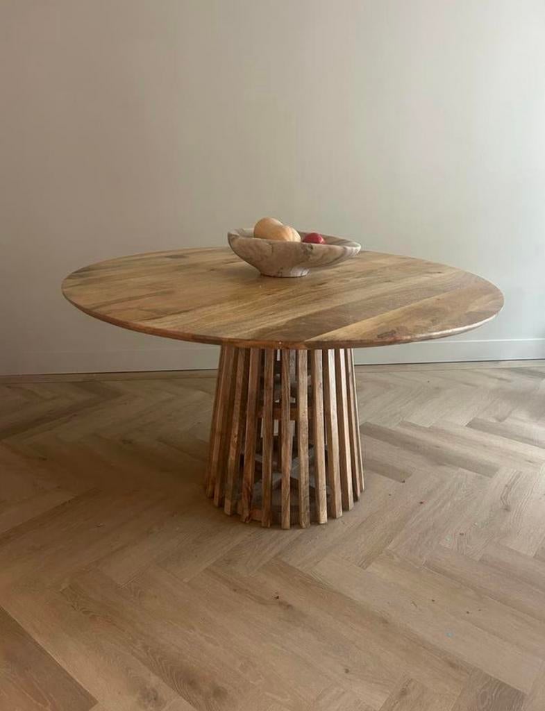 Eettafel rond 130 cm, Ophalen, 100 tot 150 cm, Rond, Zo goed als nieuw