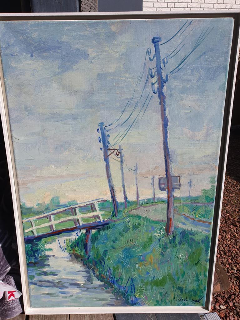 Mooi schilderij van jan Altink Groningen ploeg goed bod, Ophalen of Verzenden