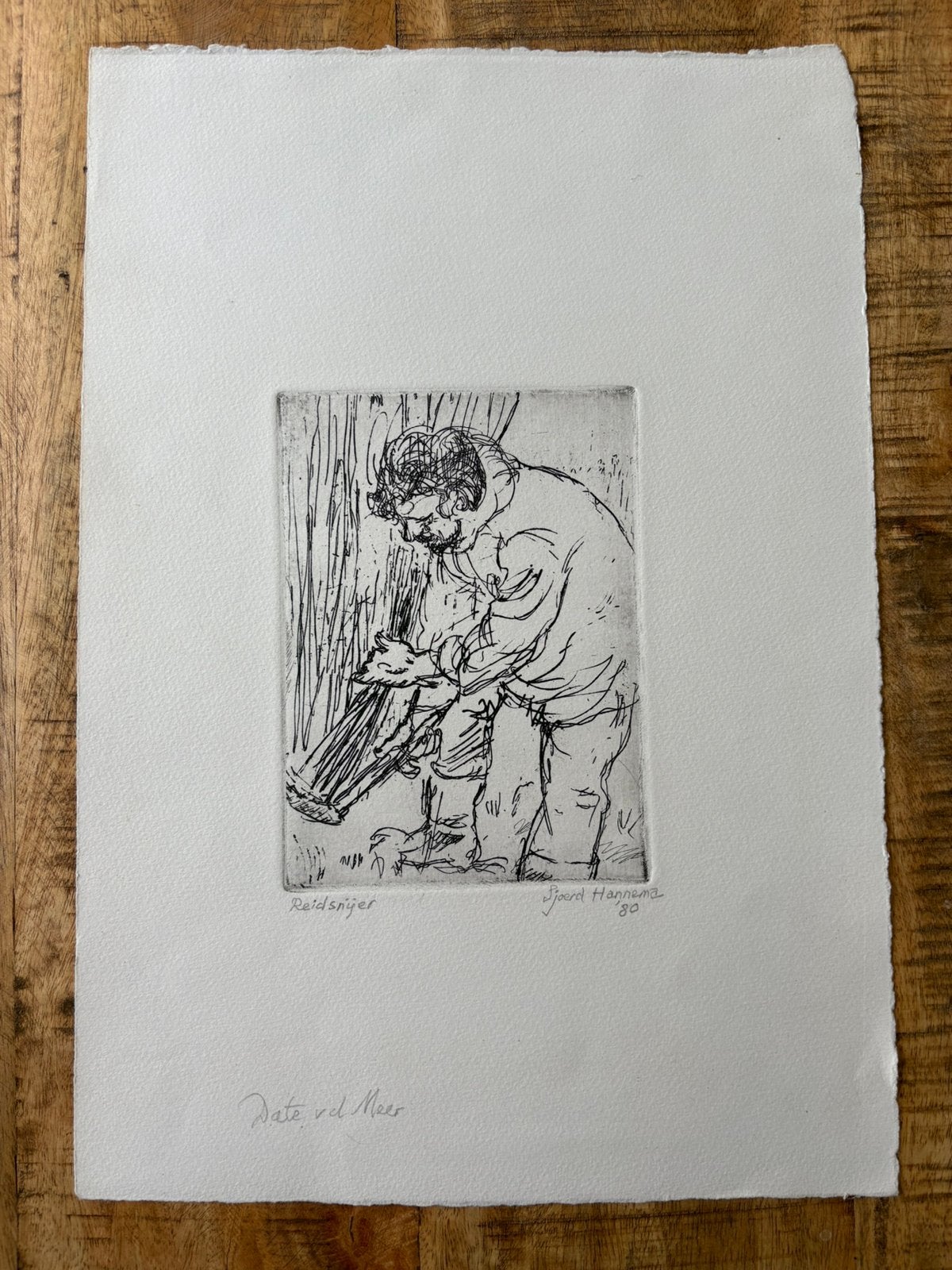 Ets 'Reidsnijder' van Sjoerd Hannema (1980), Dagelijks leven, Ophalen of Verzenden, Gesigneerd, 1950 - 1999