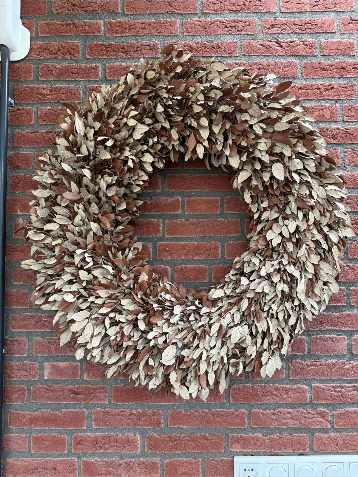 Grote krans van natuurlijke bladeren - 80 cm diameter, Ophalen of Verzenden, Zo goed als nieuw, Krans, Natuurlijk materiaal