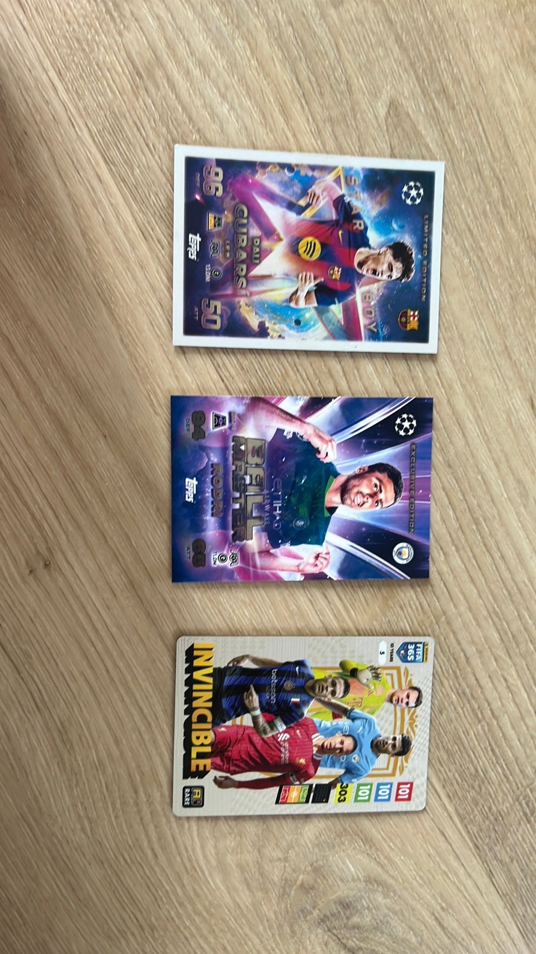 Drie voetbalkaarten, Ophalen of Verzenden, Zo goed als nieuw, Buitenlandse clubs, Poster, Plaatje of Sticker