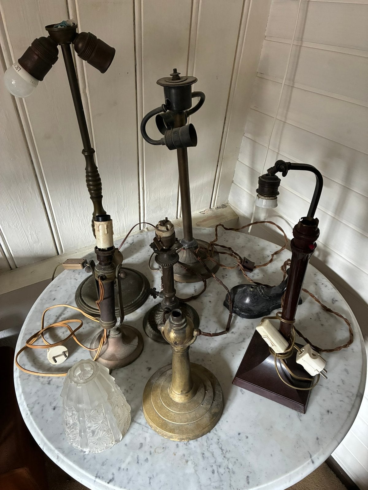 Lot antieke brocante lamp voeten, Ophalen of Verzenden, Gebruikt