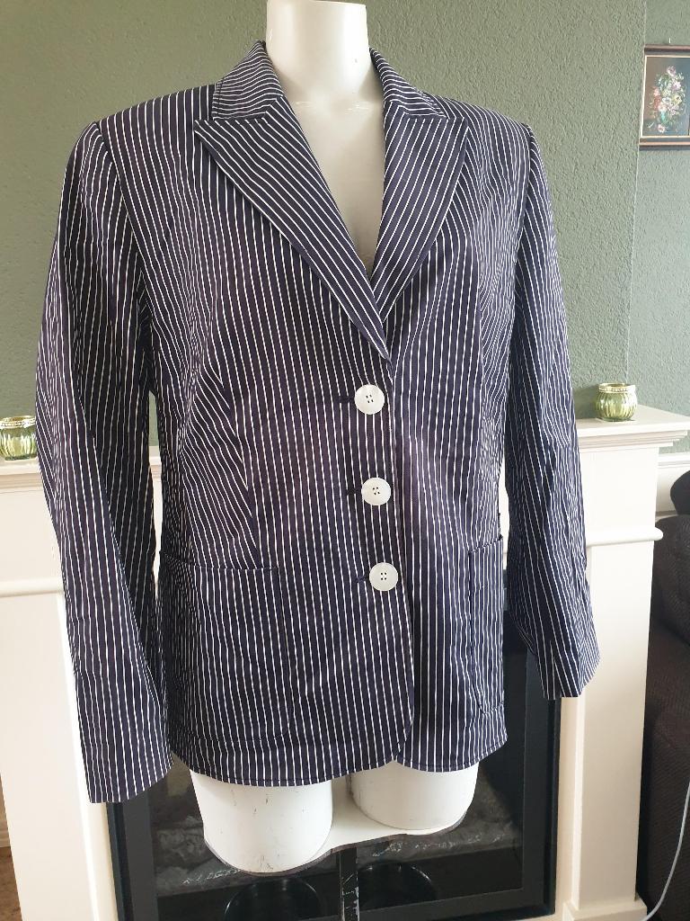 Gerry Weber zwart zeer d blauw wit jas colbert 42, Maat 42/44 (L), Zo goed als nieuw, Jasje, Gerry weber