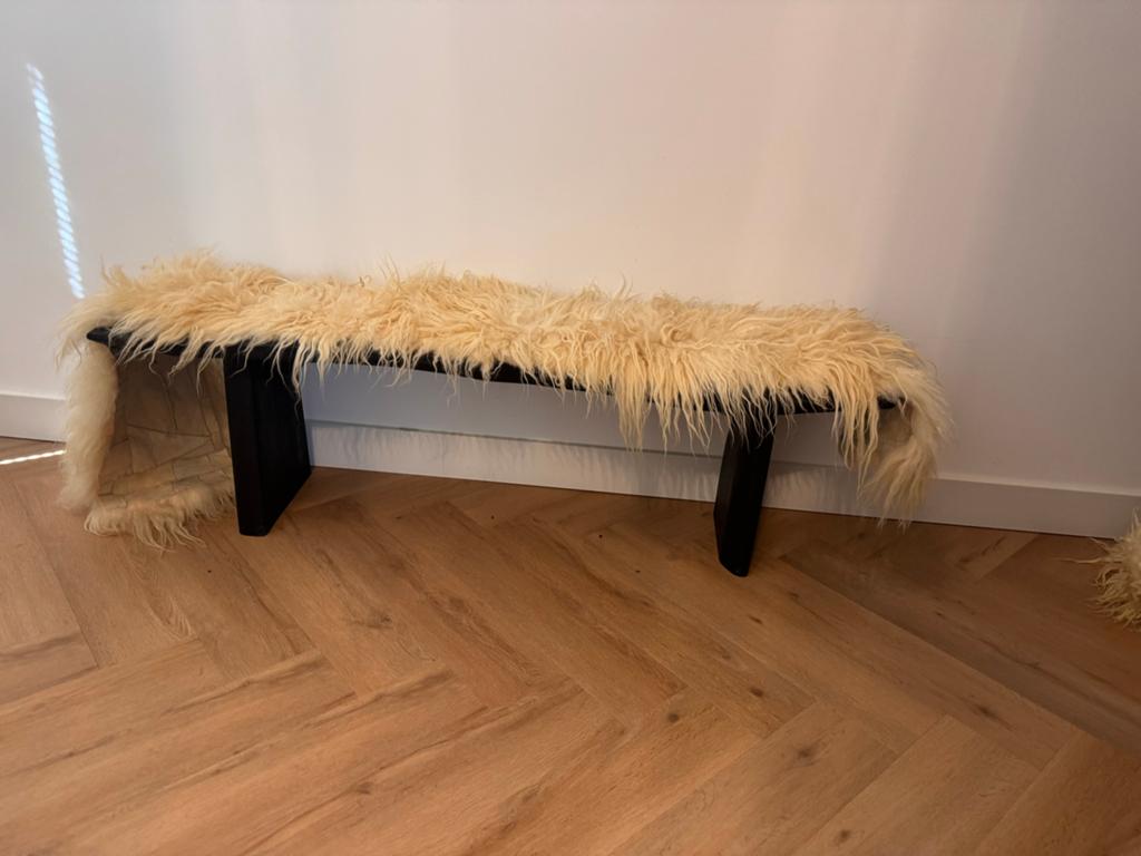 Zacht schapenvacht 6 stuks 1x scahpenvacht voor bankje 160cm, Ophalen of Verzenden, Zo goed als nieuw, Rechthoekig, 125 cm of meer