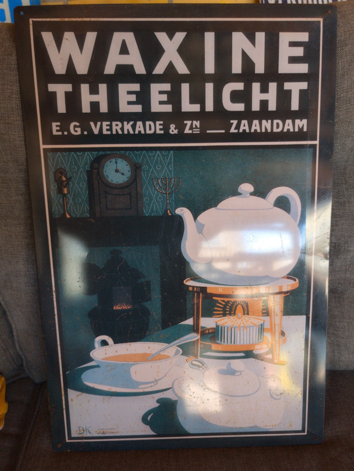 Vintage Waxine Theelicht  Reclamebord Verkade, Ophalen of Verzenden