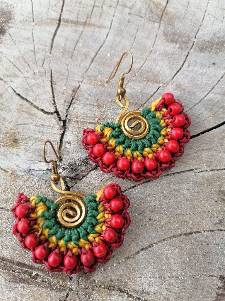 Nieuwe handgemaakte oorbellen boho stijl Jamaica stijl, Overige materialen, Hangers, Overige kleuren, Nieuw