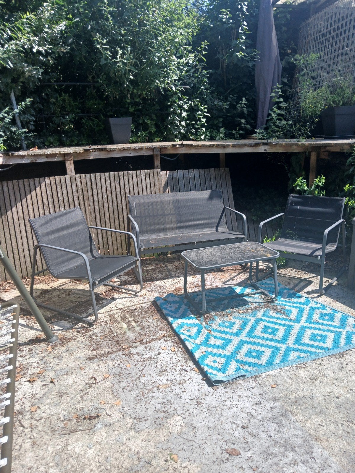 Tuinset met 2 stoelen, bank en bijzettafel, Ophalen of Verzenden
