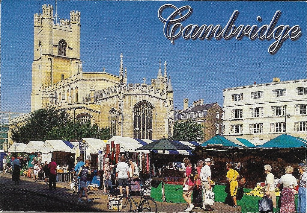 Ansichtkaart  	Cambridge (Eng)	Markt & Gr. St Mary's Church, Verzenden, 1980 tot heden, Gelopen, Engeland