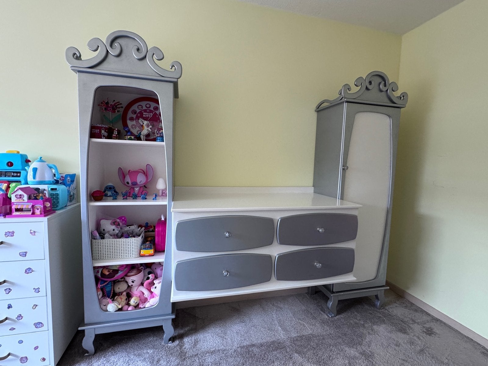 Custom Made Kast en Commode Combinatie Zilver/Wit, Ophalen, Kast, 50 tot 70 cm, 105 cm of meer