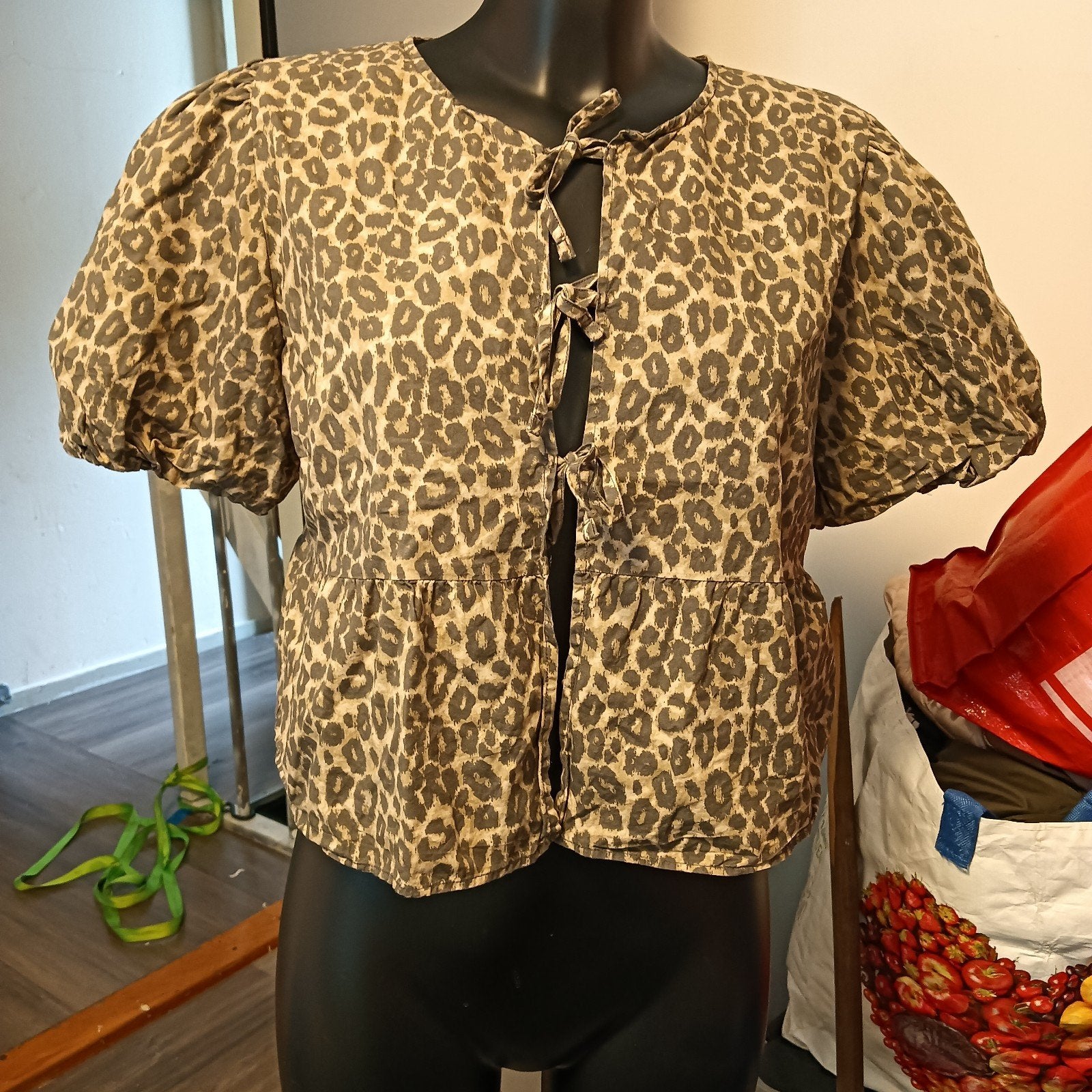 Fb sister Leopardprint top blouse met korte mouwen - Maat L, Ophalen, Bruin, Maat 42/44 (L), Zo goed als nieuw