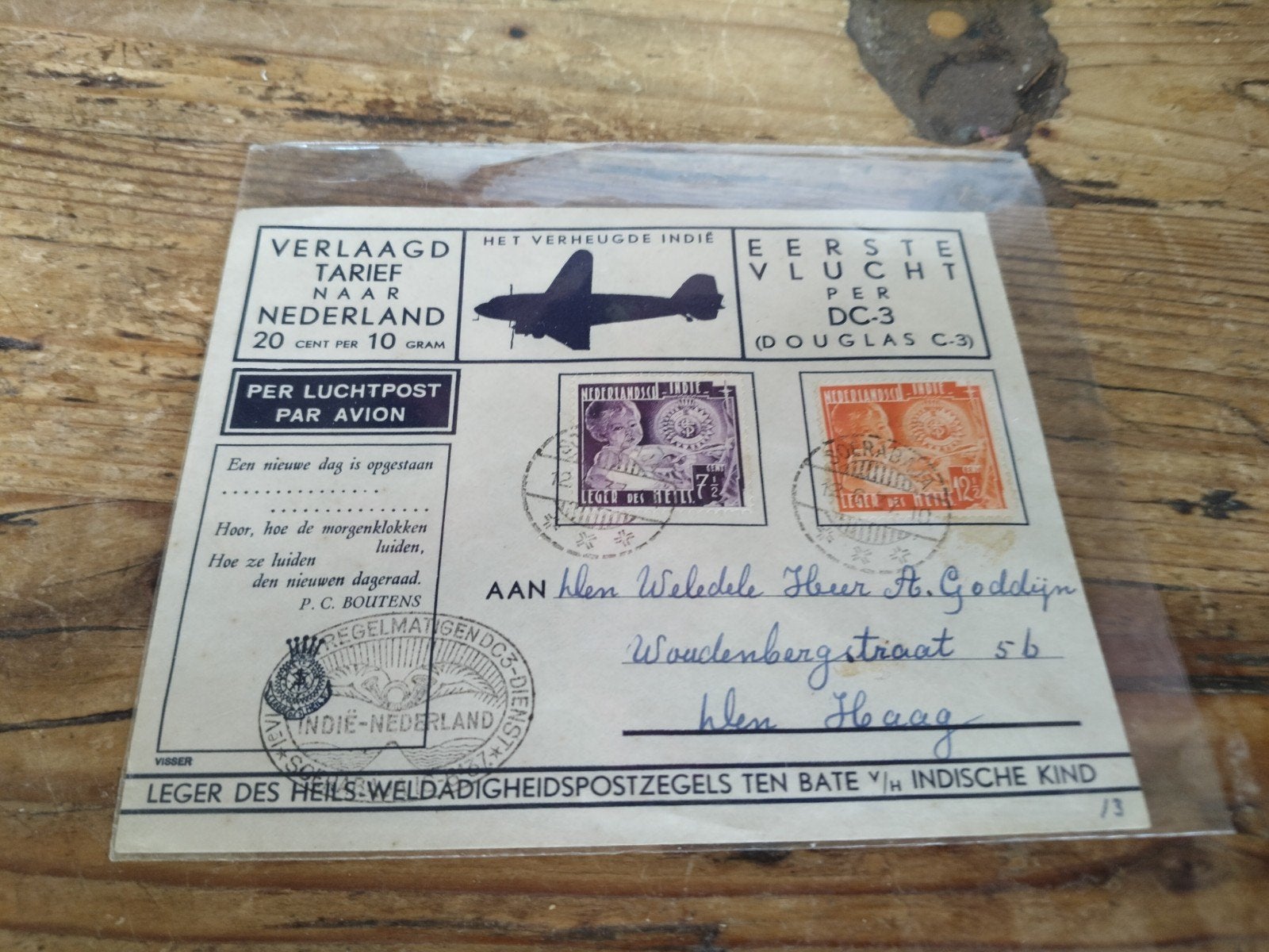 Nederlands-Indië Luchtpostkaart Leger des Heils, Ophalen of Verzenden