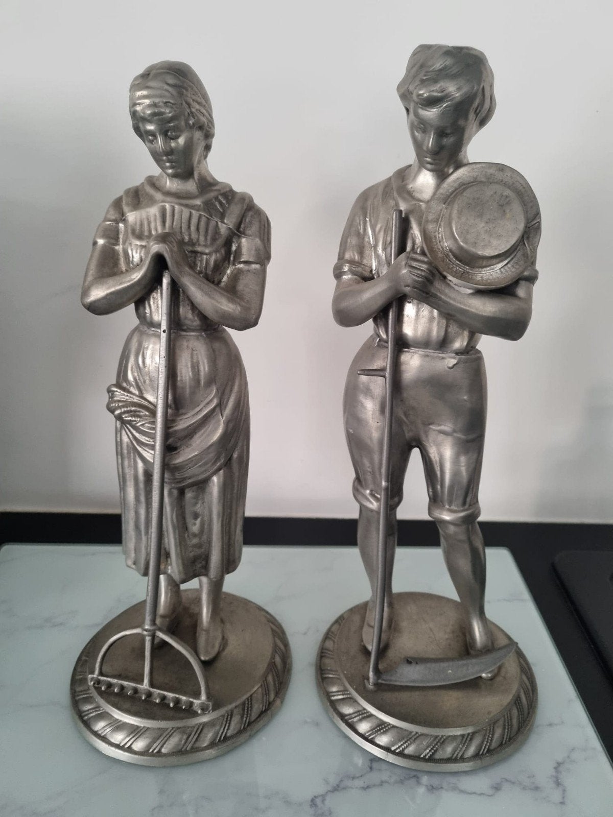 2 tinnen beelden, Ophalen of Verzenden