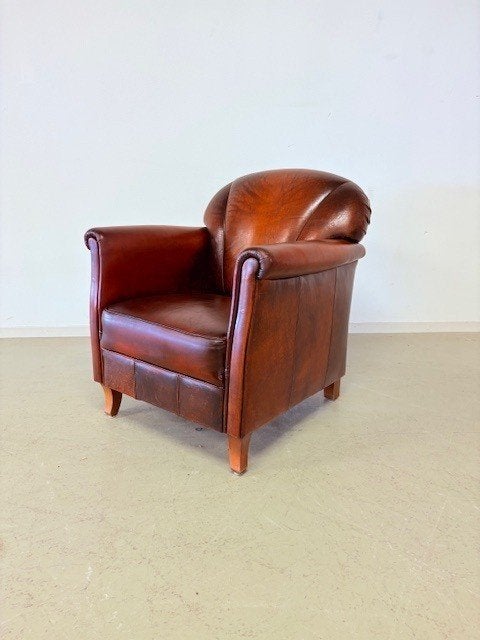 Mooie Clubfauteuil in doorleefd leer, Ophalen, Gebruikt, 75 tot 100 cm, Engels / Klassiek / Clubfauteuil