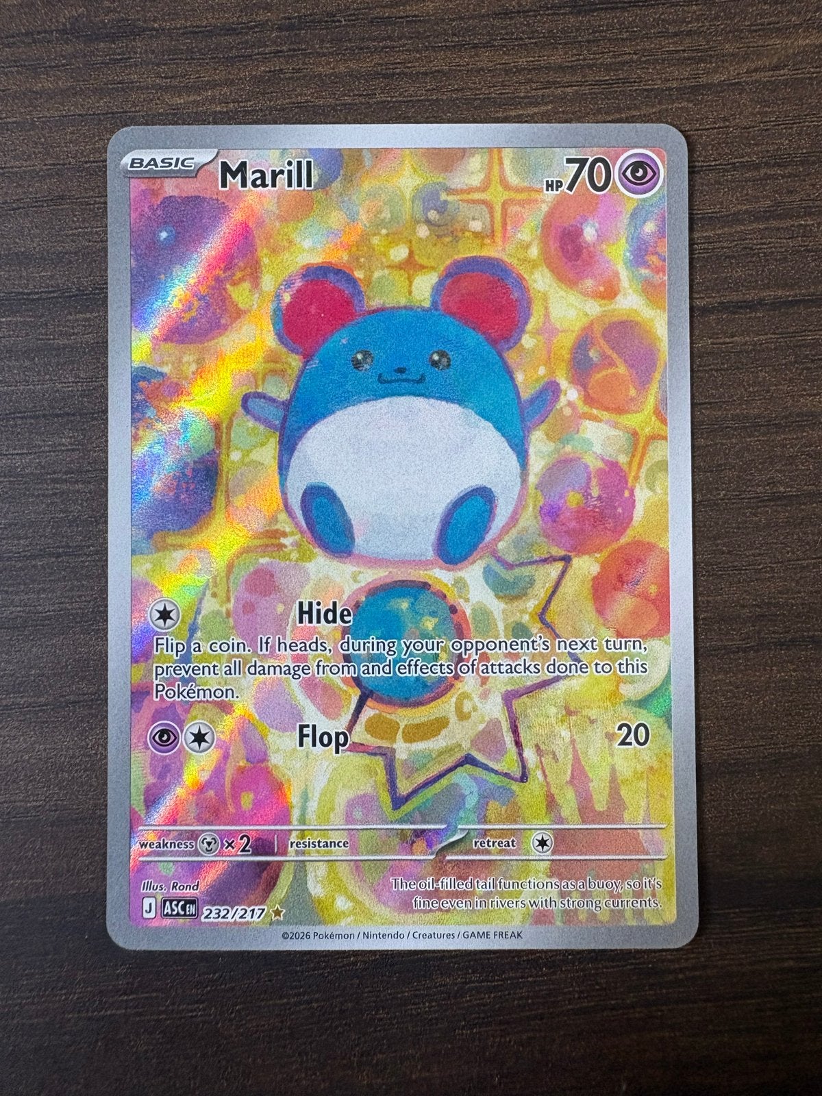 Marill 232/217 Pokémon kaart Ascended Heroes, Ophalen of Verzenden, Zo goed als nieuw, Losse kaart, Foil