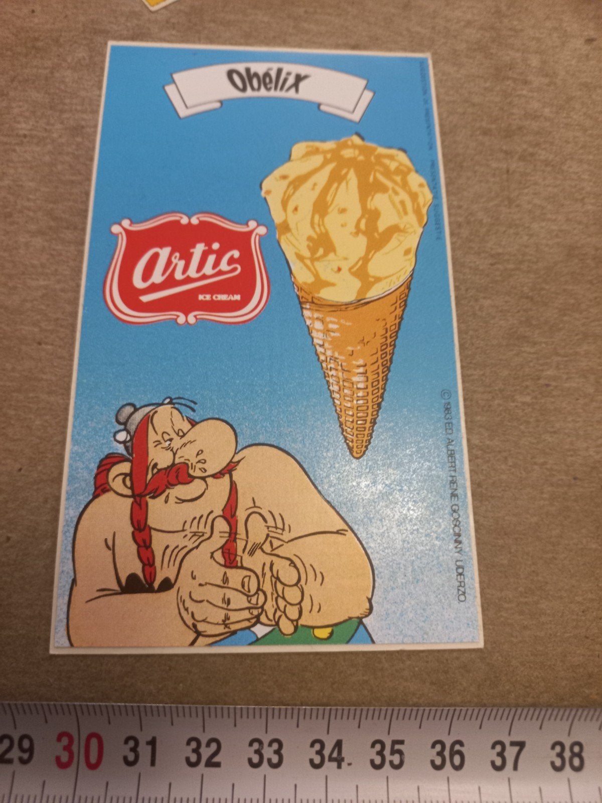 Vintage Obelix Artic Ice Cream Sticker/Plaatje, Ophalen of Verzenden