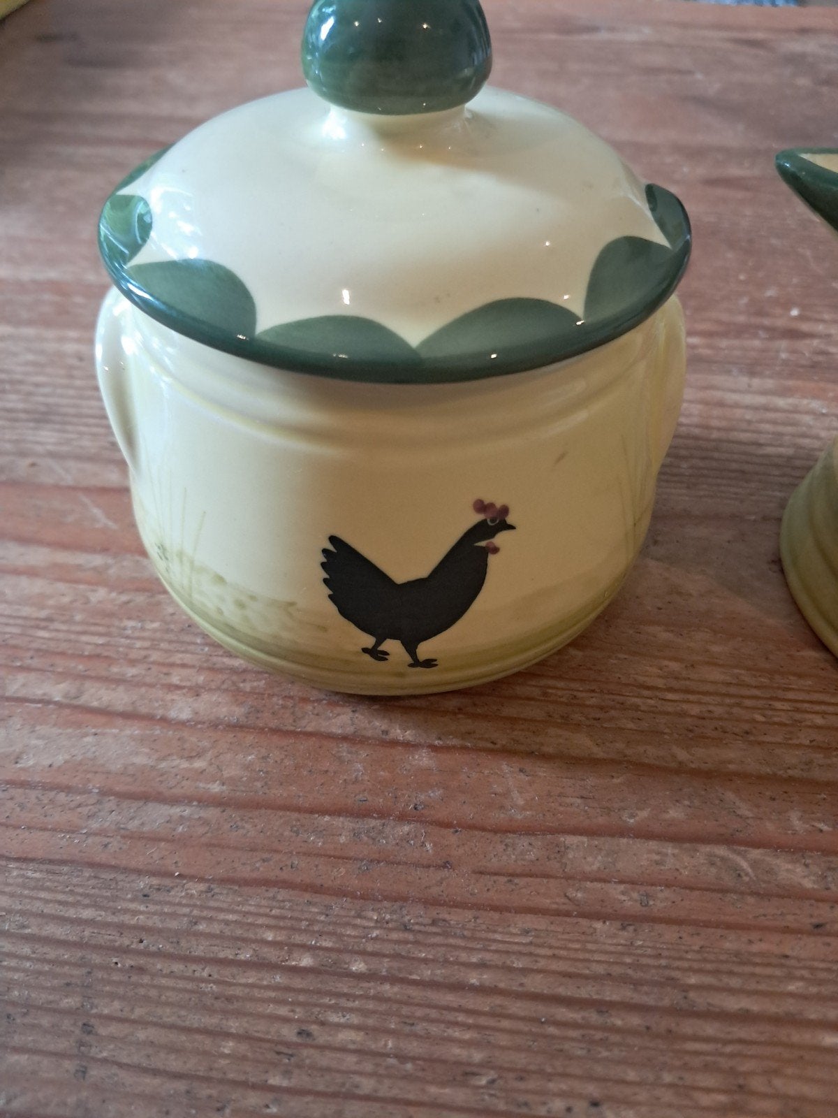 Melkkannetje en suikerpot met kipdecoratie, Ophalen of Verzenden