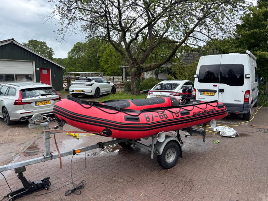 Vaarklaar! Quicksilver rubberbood met 25PK Mercury motor., Watersport en Boten, Rubberboten, Gebruikt, Quicksilver, Overige materialen
