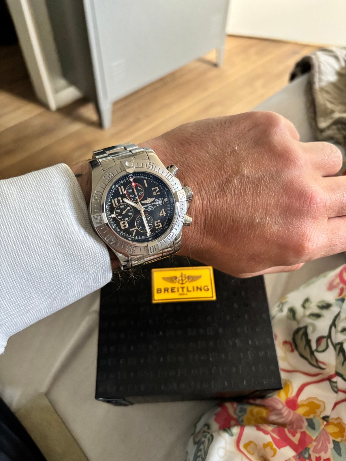 Breitling Super Avenger II (A1337111/BC28) uit 2015 Full Set, Gebruikt, Staal, Breitling, Polshorloge