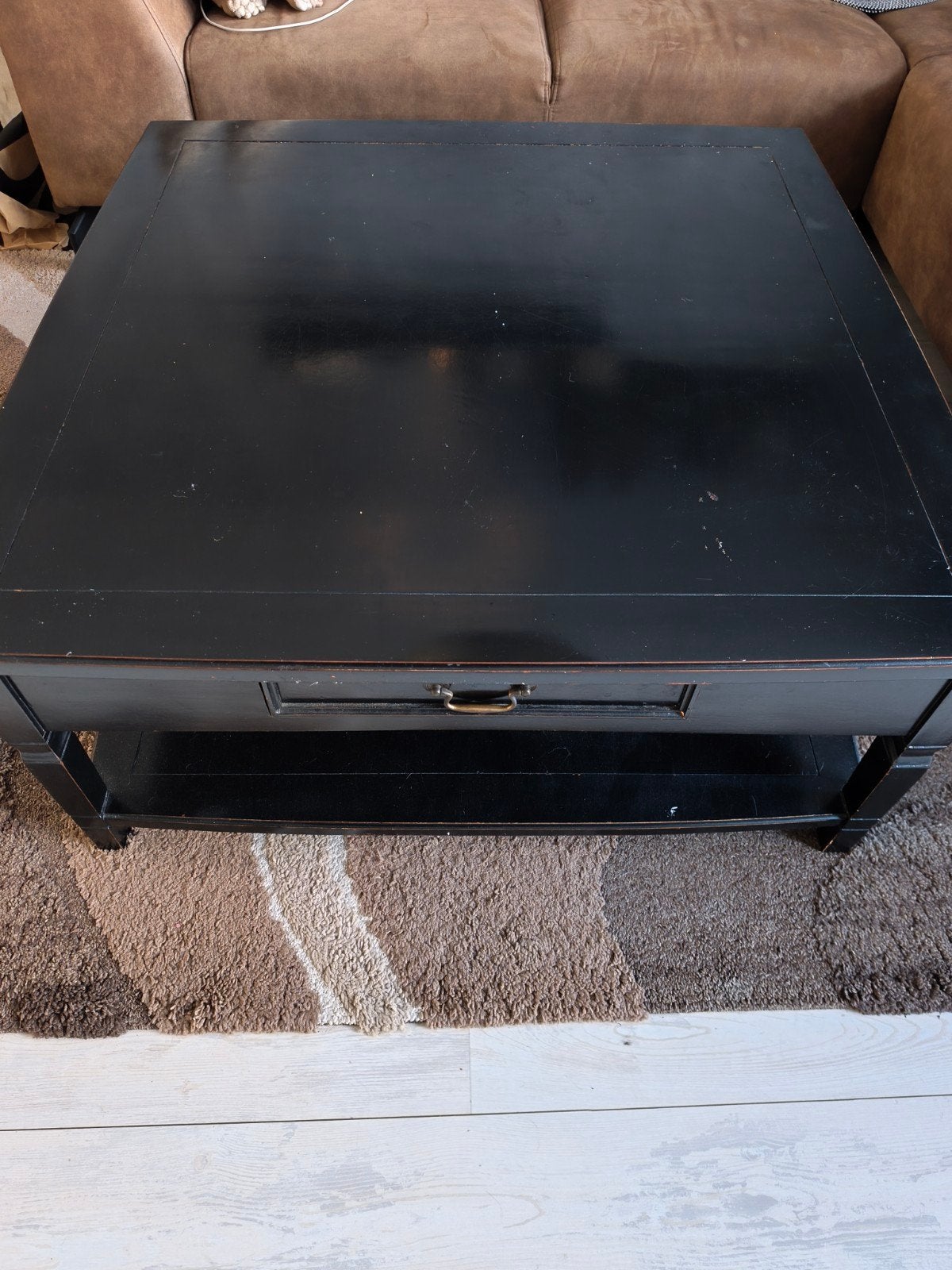 Zwarte salontafel met lade en opbergruimte, Huis en Inrichting, Ophalen, Gebruikt, 50 tot 100 cm, Klassiek
