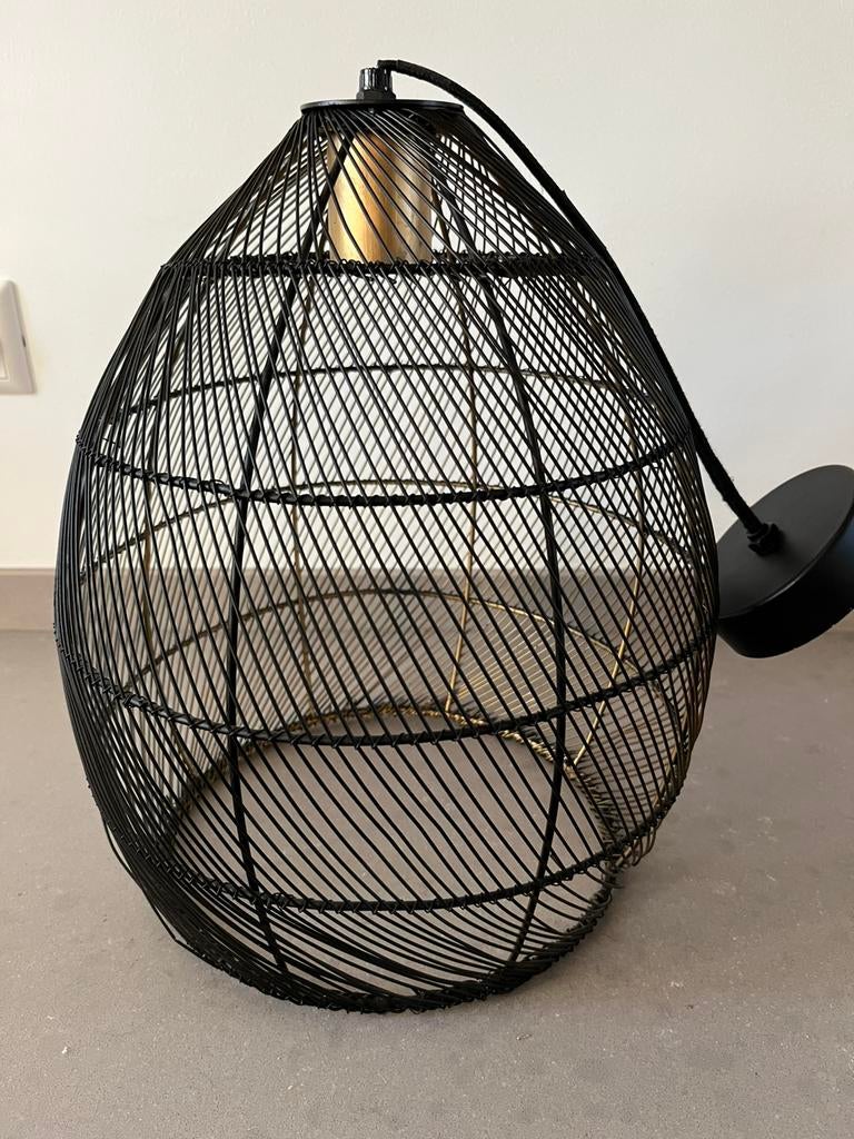 Toffe hanglamp zwart/goud metaal zgan, Huis en Inrichting, Lampen | Hanglampen, Ophalen, Zo goed als nieuw, Metaal, Minder dan 50 cm