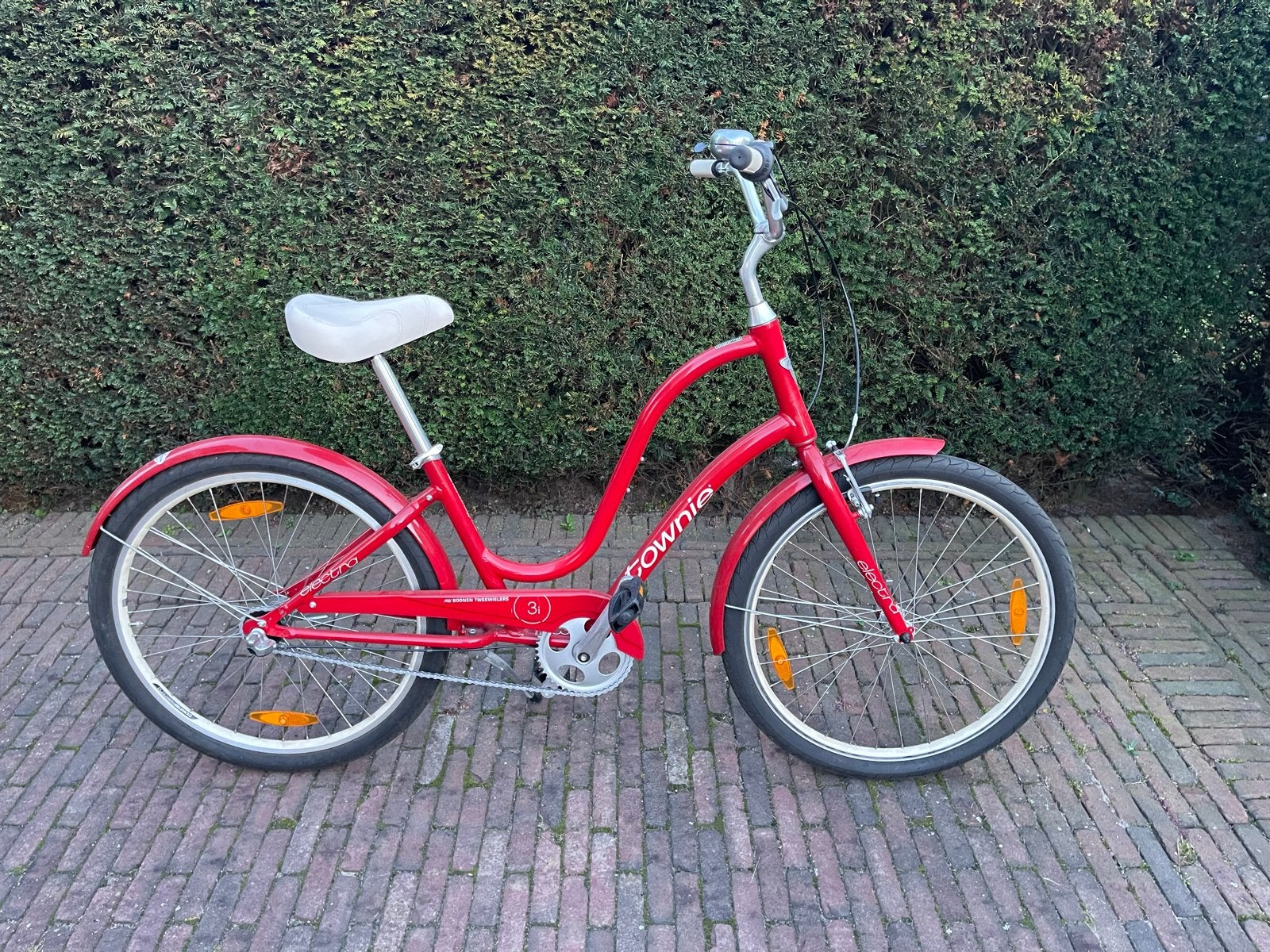 Electra Townie Damesfiets - Rood - 3 Versnellingen, Velgrem, Versnellingen, Zo goed als nieuw, 50 tot 53 cm