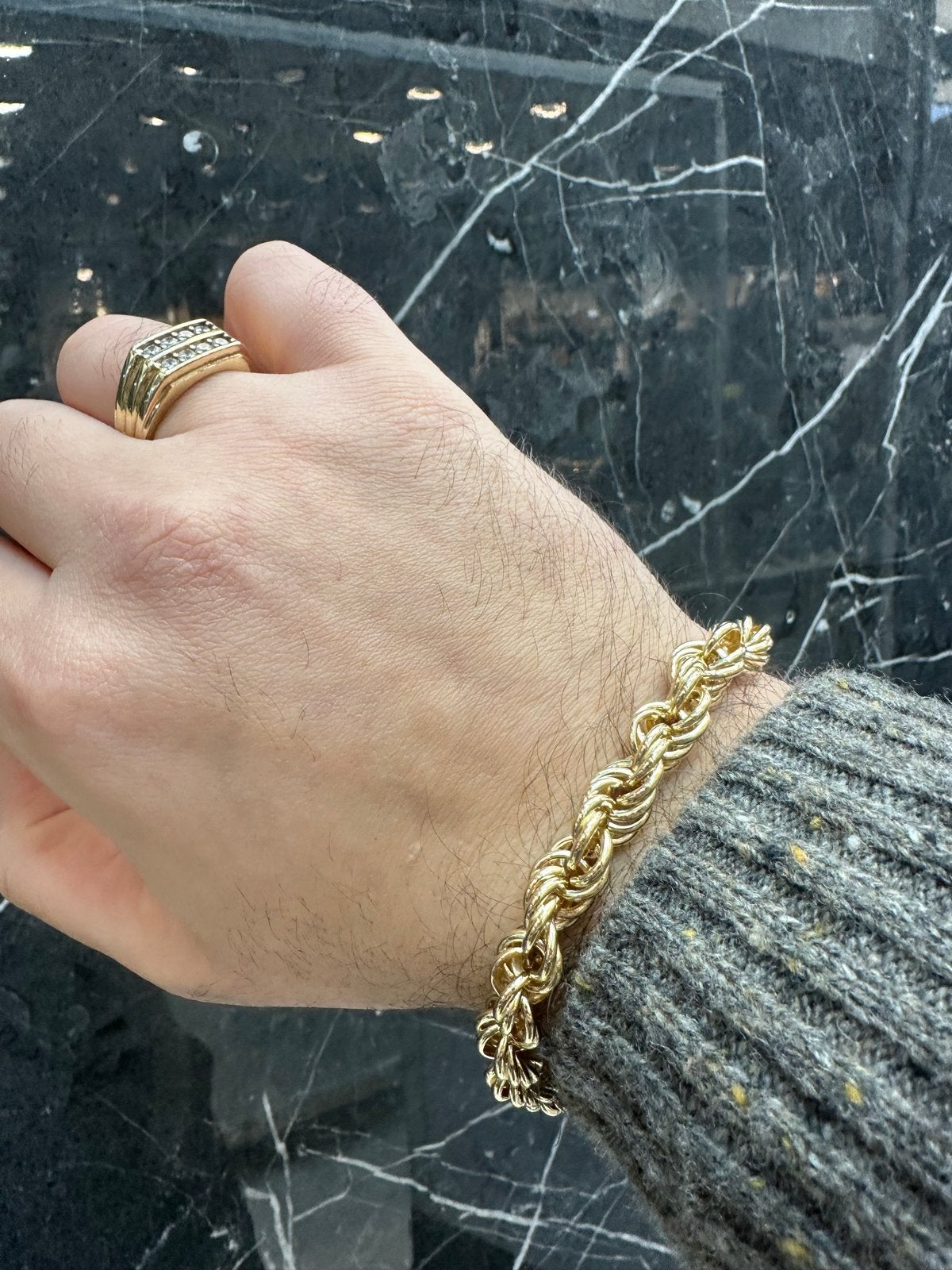 14k Gouden XL Rope Armband, Ophalen of Verzenden, Zo goed als nieuw, Goud