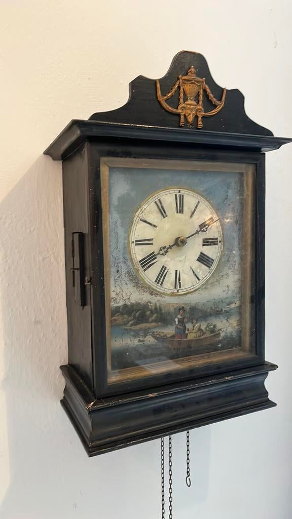Handgeschilderd antiek wandklokje, Antiek en Kunst, Antiek | Klokken, Ophalen