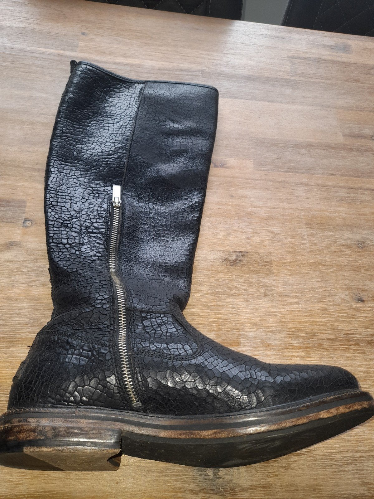 Shabbies Amsterdam laarzen met krokodillenprint maat 41, Hoge laarzen, Shabbies Amsterdam, Zwart, Ophalen of Verzenden