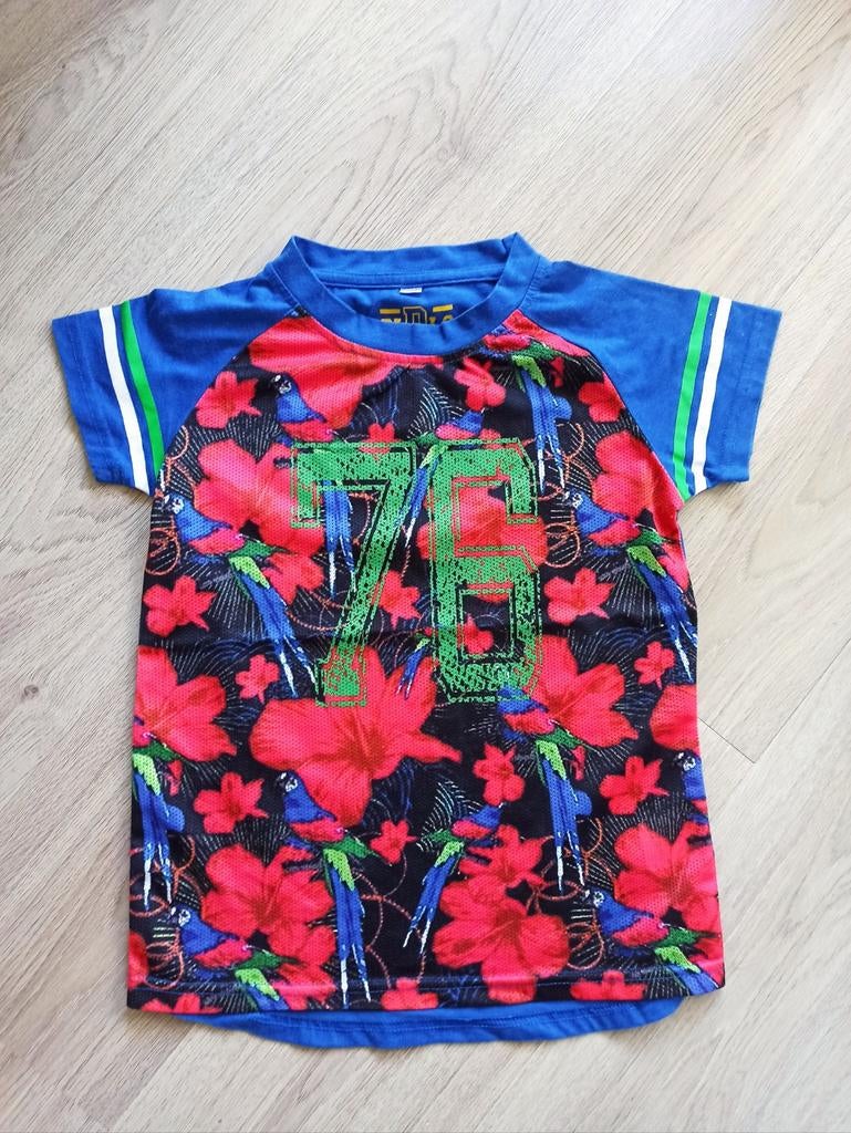 Stoer sportshirt met tropische print en '76' opdruk 152, Kinderen en Baby's, Kinderkleding | Maat 152, Ophalen of Verzenden, Gebruikt
