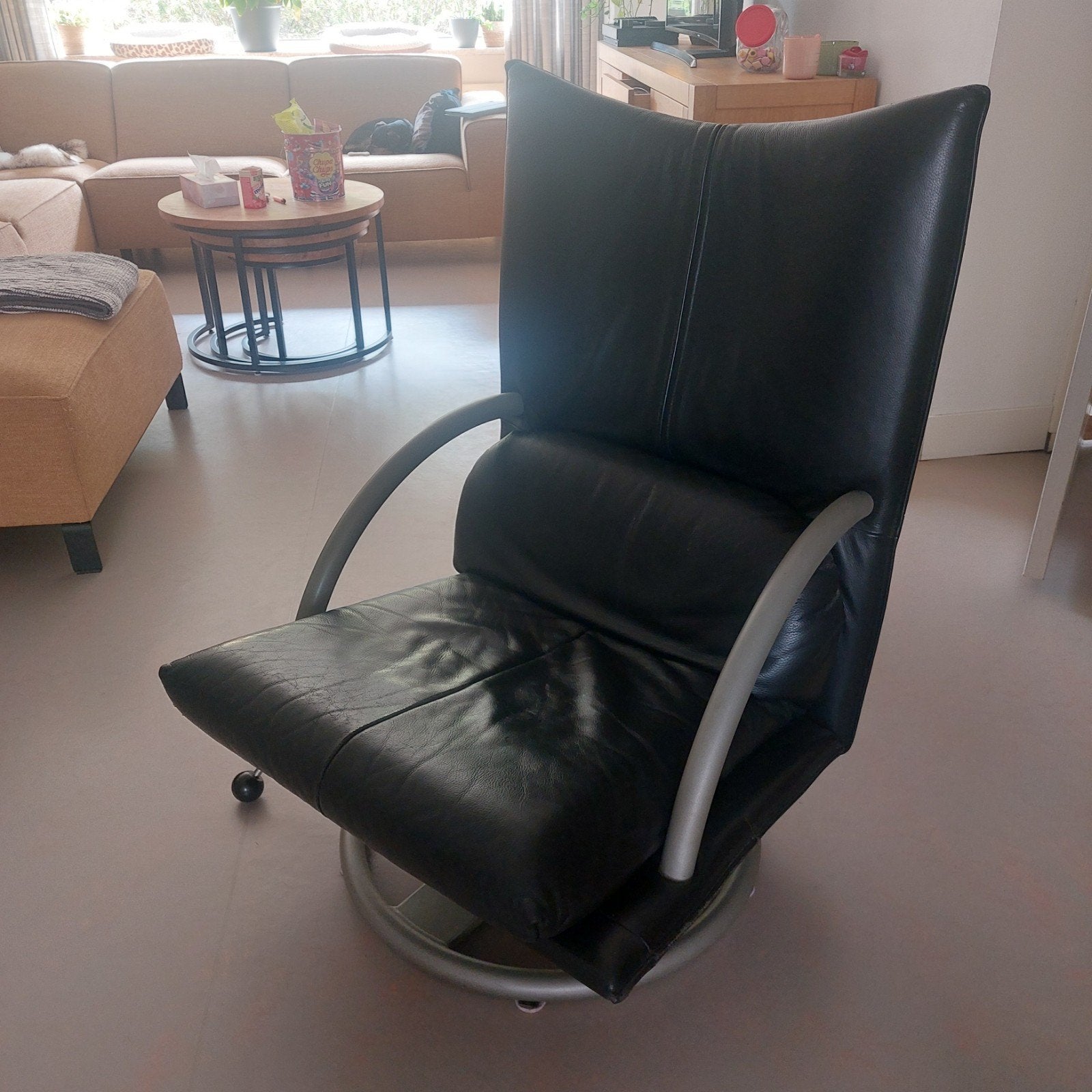 Rolf Benz Torino BMP Leren Fauteuil Draaibaar, Huis en Inrichting, Gebruikt, 75 tot 100 cm, Ophalen of Verzenden, 75 tot 100 cm