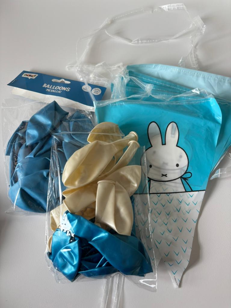 Nijntje versiering, geboorte jongen, blauwe ballonnen, vlag, Ophalen of Verzenden, Versiering, Geboorte of Huwelijk