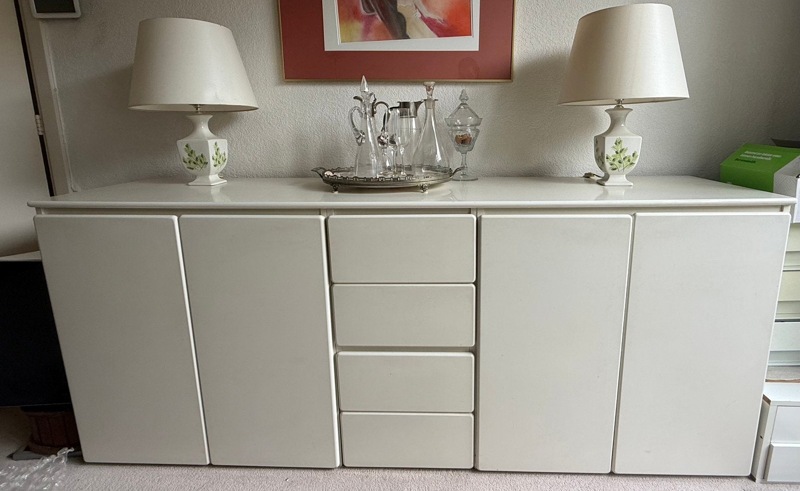 Stijlvol dressoir met 4 lades en deuren - Crème wit, Huis en Inrichting, Kasten | Dressoirs, Ophalen, Gebruikt, 50 tot 100 cm