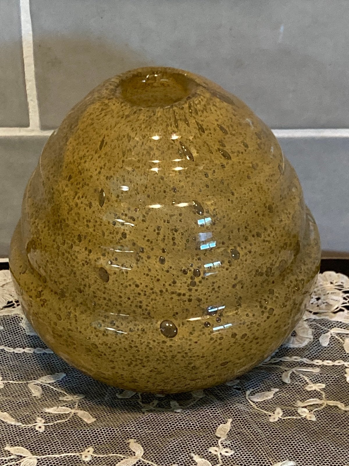 Bolvaasje van glas (240625s), Ophalen of Verzenden, Zo goed als nieuw, Geel, Glas