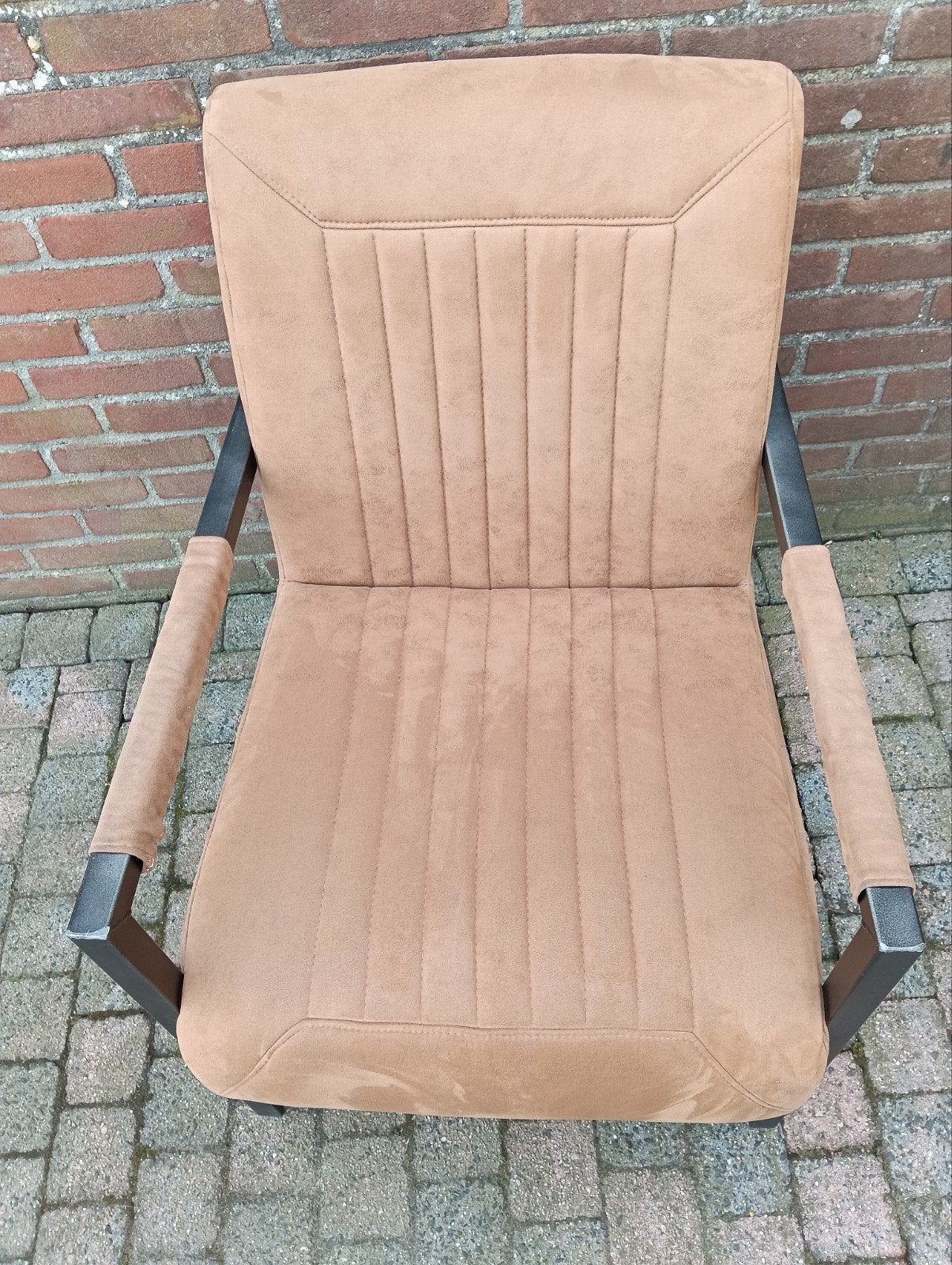 te koop industriële fauteuil cognac kleur, Huis en Inrichting, Ophalen, Zo goed als nieuw, Bruin, Eén