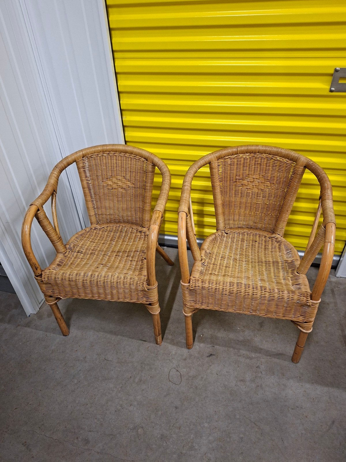 Set van 2 rieten terrasstoelen, Ophalen, Twee, Bruin, Riet of Rotan