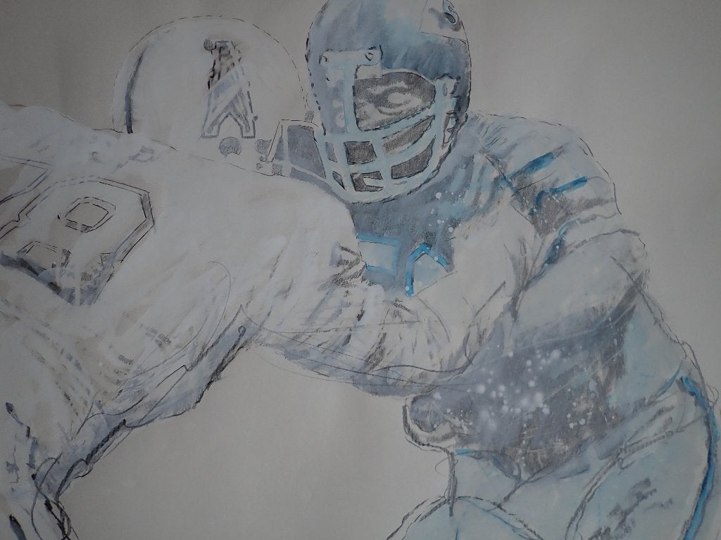 Walter van Gogh - aquarel Football 1980, Aquarel, Overig onderwerp, Papier/karton, Ophalen of Verzenden