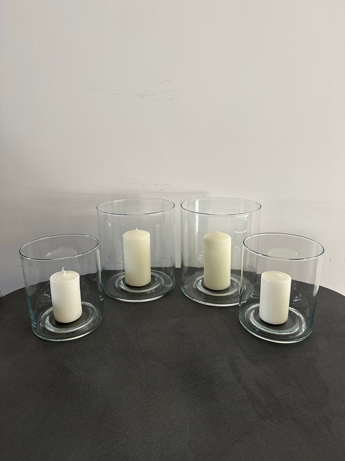 Set van 4 glazen windlichten bruiloft decoratie, Ophalen, Zo goed als nieuw, Glas, Windlicht