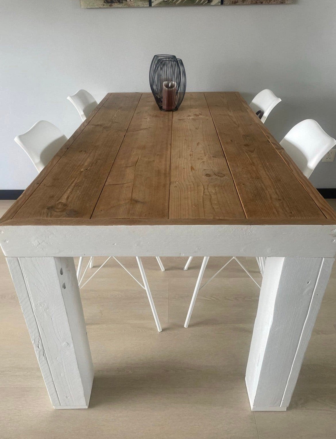 Eethoek GRATIS afhalen   Stoelen of tafel apart  mag ook, Ophalen, Gebruikt, Steigerhout, 4 tot 6 stoelen