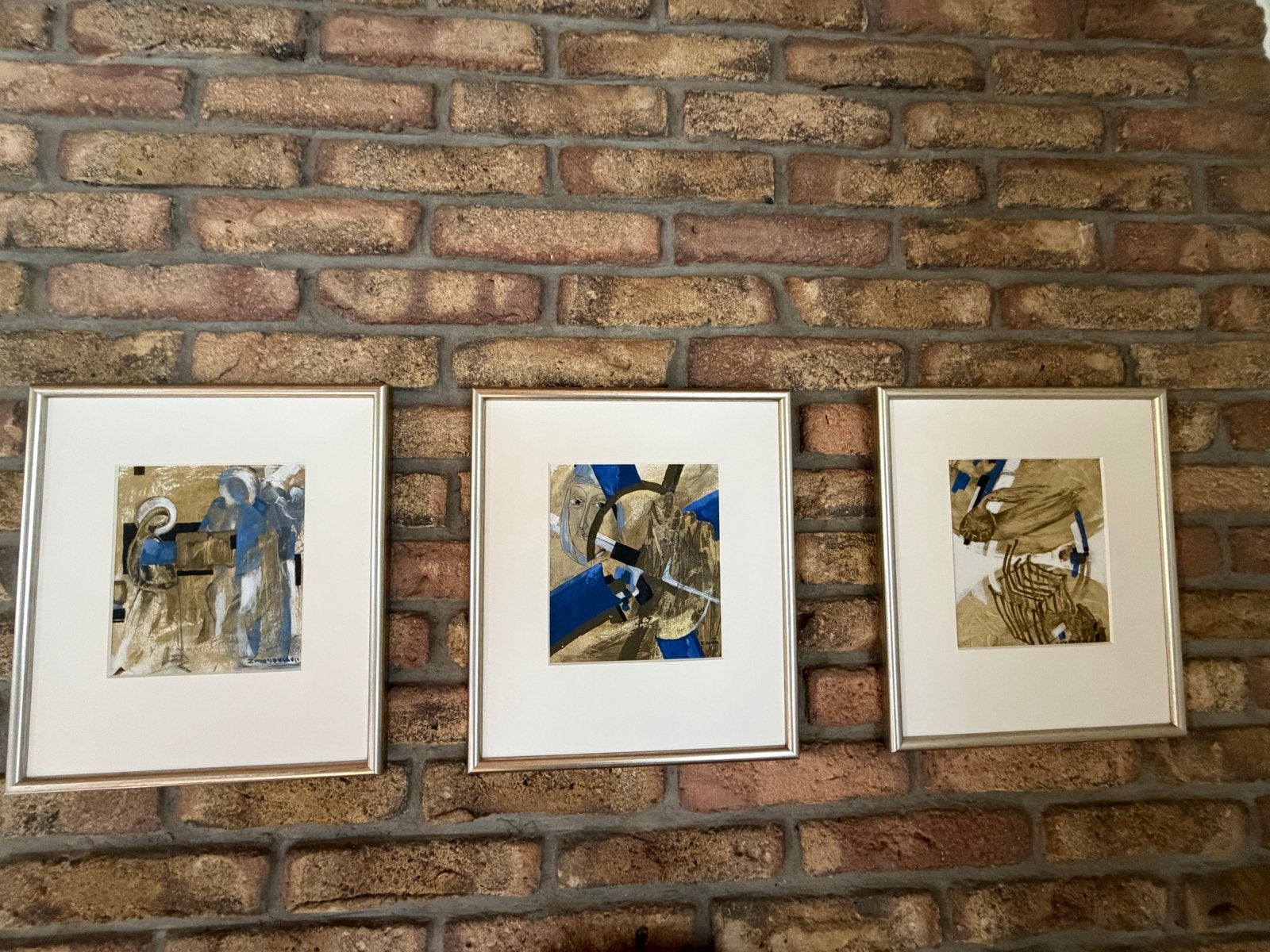 Set van 3 ingelijste abstracte kunstwerken, Ophalen